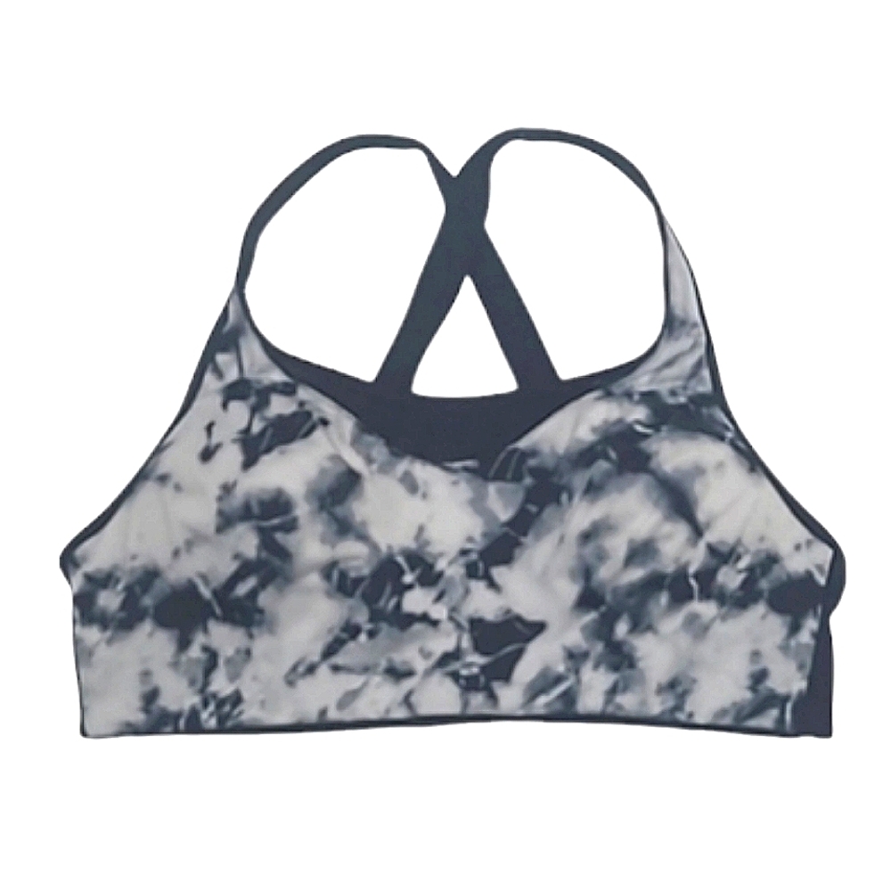 VS Pink Active Sports Bra Tie Dye Racerback Adjustable Cross Back Lined Demi Y2K